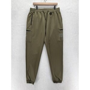 Born Tough Momentum Jogger Pants Mens XL Green Cargo Pocket Tapered Stretch Tech